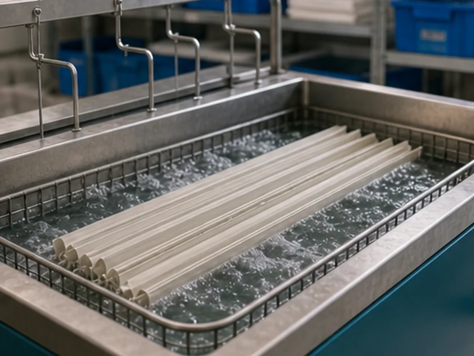 Ultrasonic blind cleaning tank with clean slats